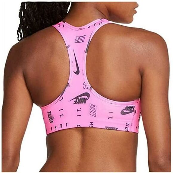 Nike Womens Swoosh Dri-Fit Logo Print Racerback Sports Bra Pink Barbie Size S - Picture 2 of 6